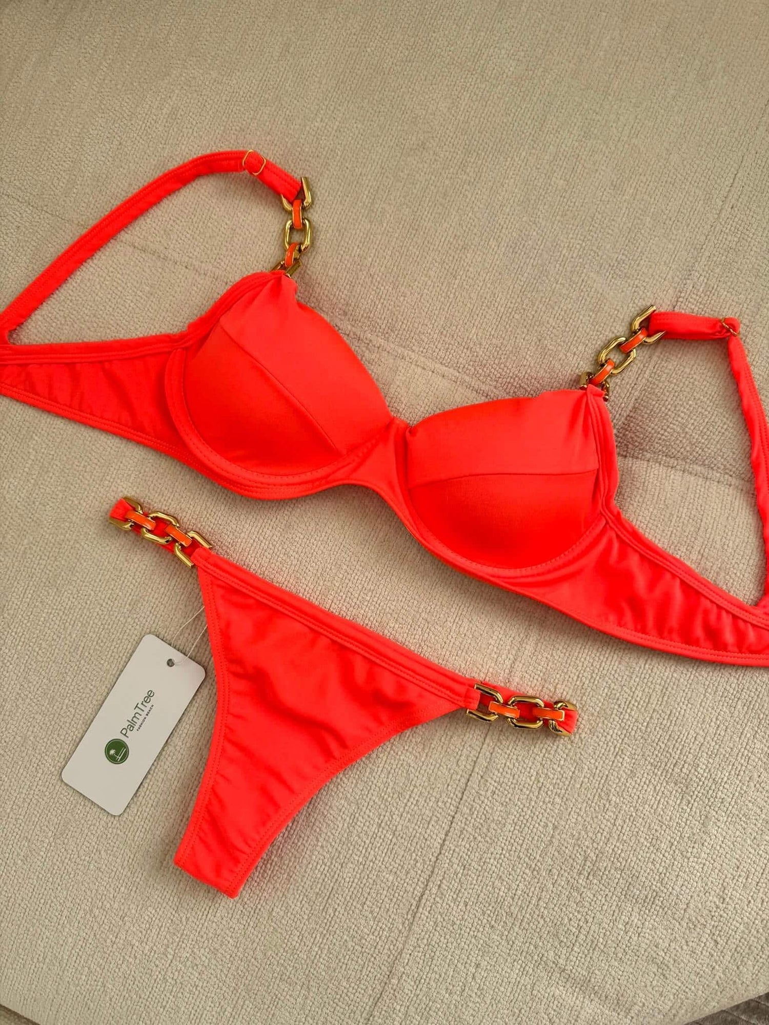 Marbella Lux Neon Chain Underwire Bra Bikini Set