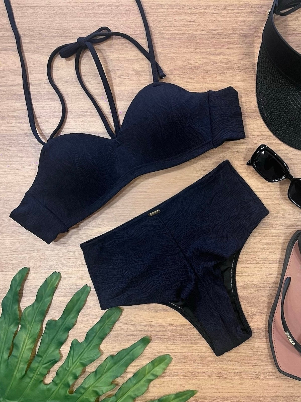 Capri Textured Bandeau Bikini Set