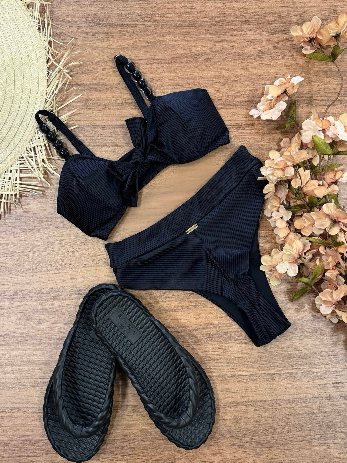Venice Knot-Front Slim Hot Pants Bikini Set