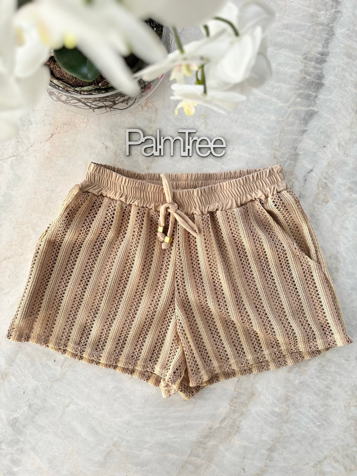 Tulum Striped Crochet Shorts