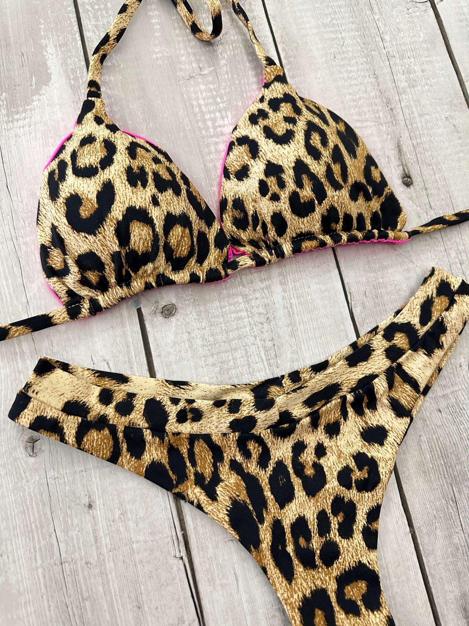 Tulum Leopard Print Triangle Bikini Set
