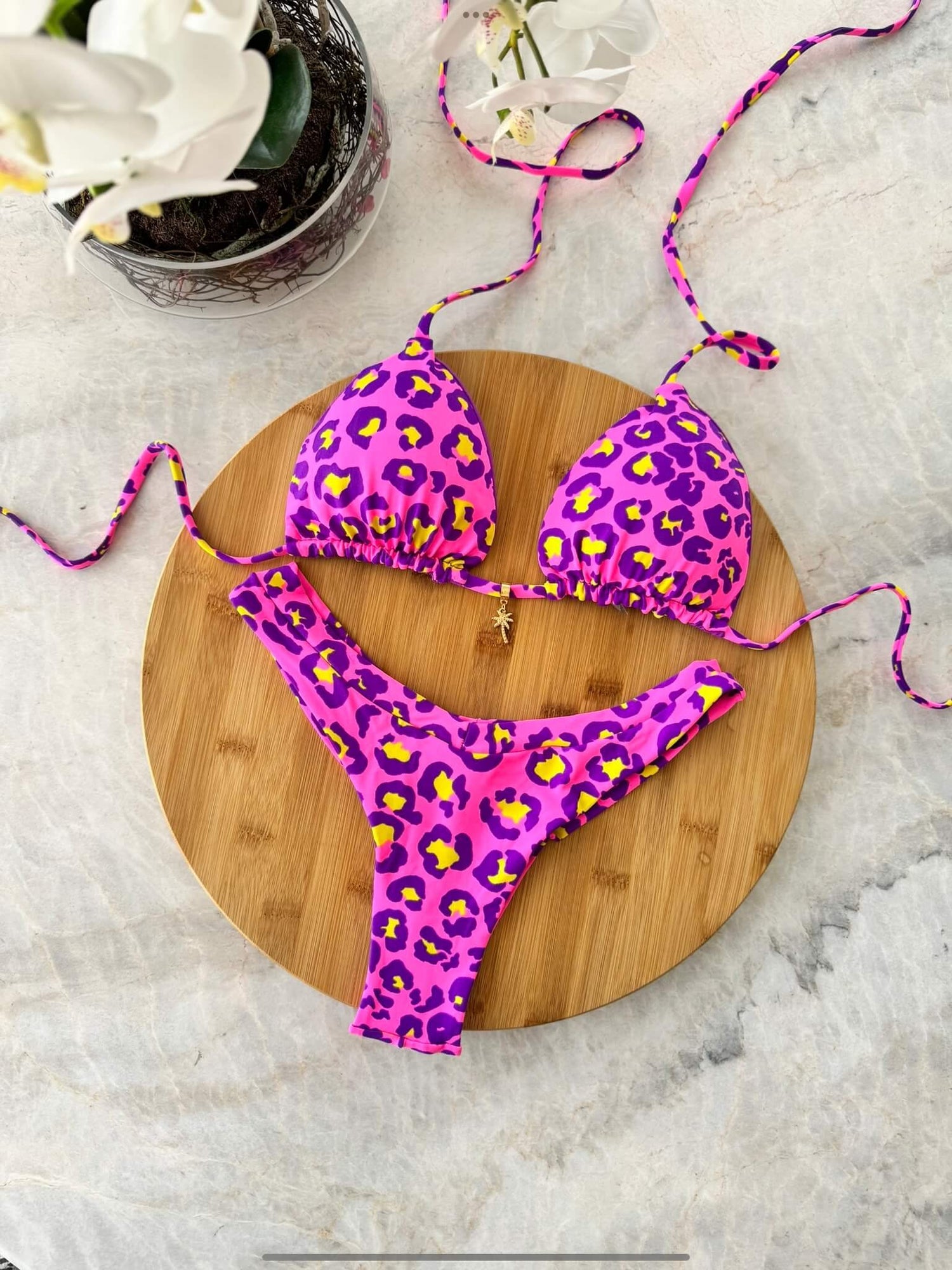 Tulum Leopard Print Triangle Bikini Set