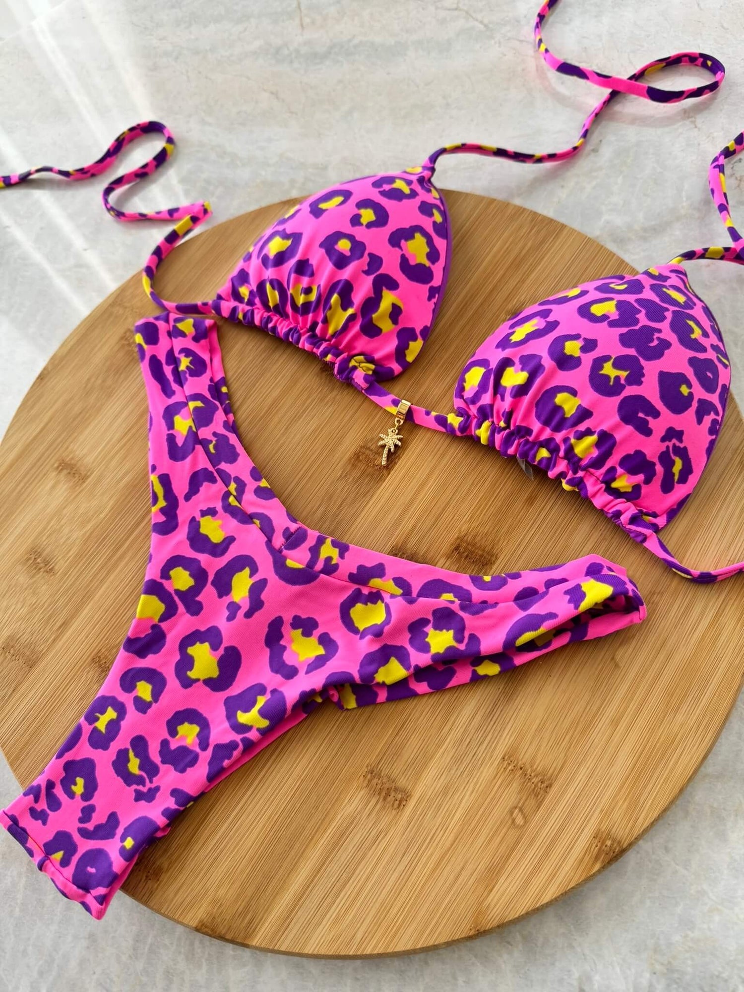 Tulum Leopard Print Triangle Bikini Set