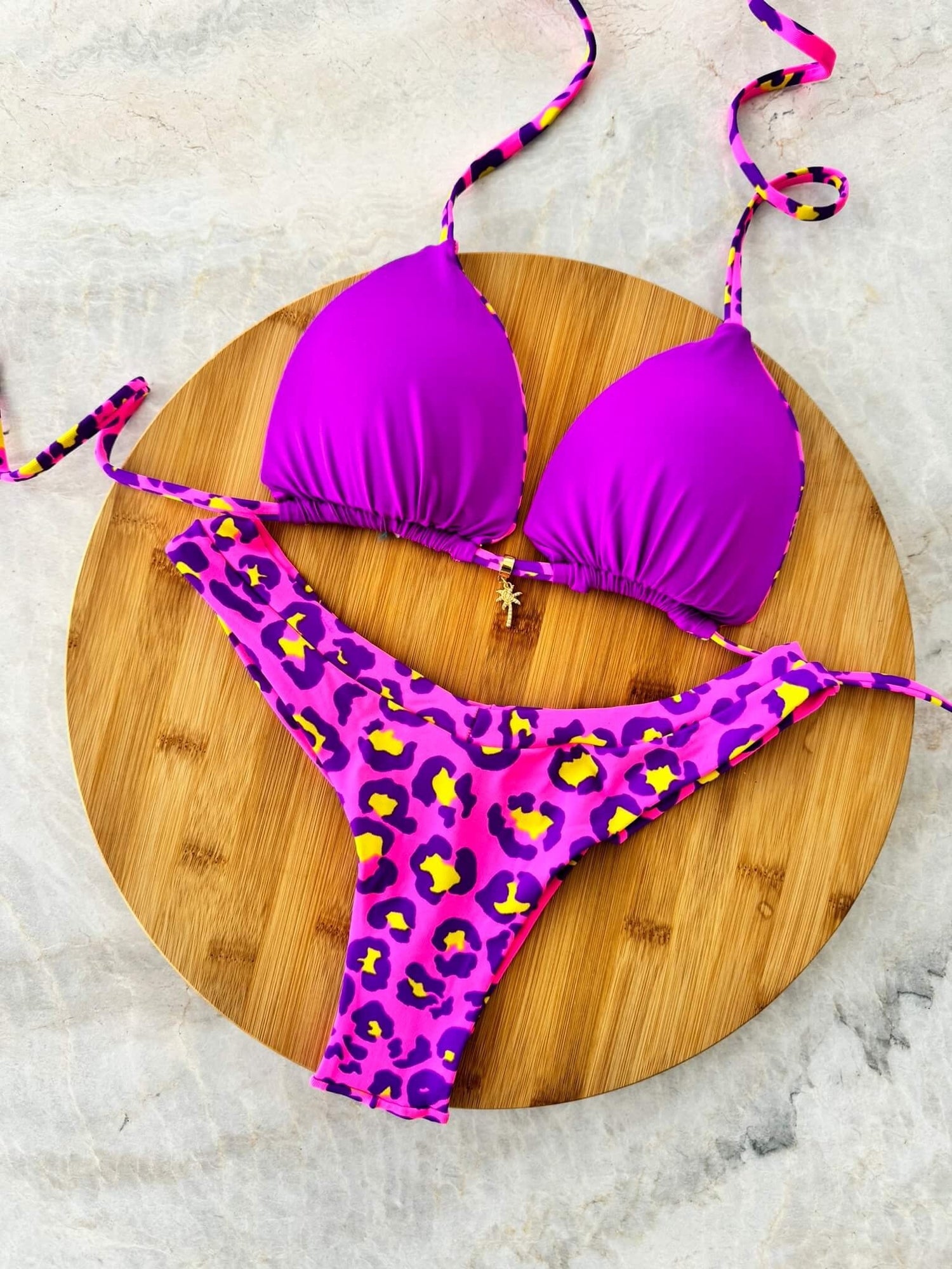Tulum Leopard Print Triangle Bikini Set