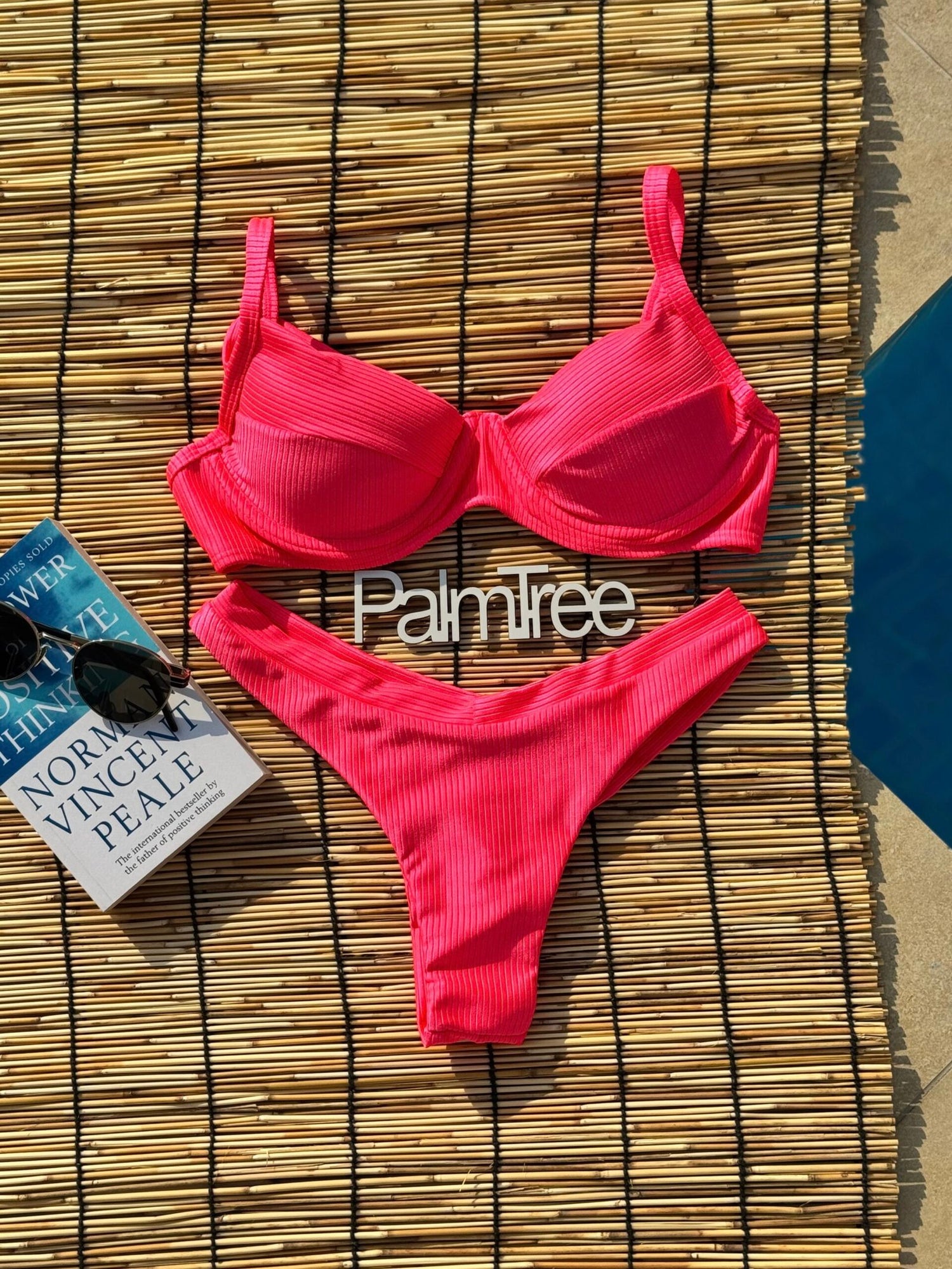Maldives Neon Shimmer Ribbed Underwire Bra Bikini Set