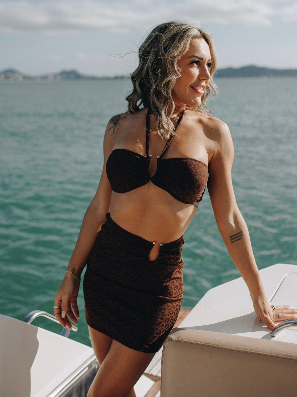 Riviera Leopard Mini Skirt in Cocoa