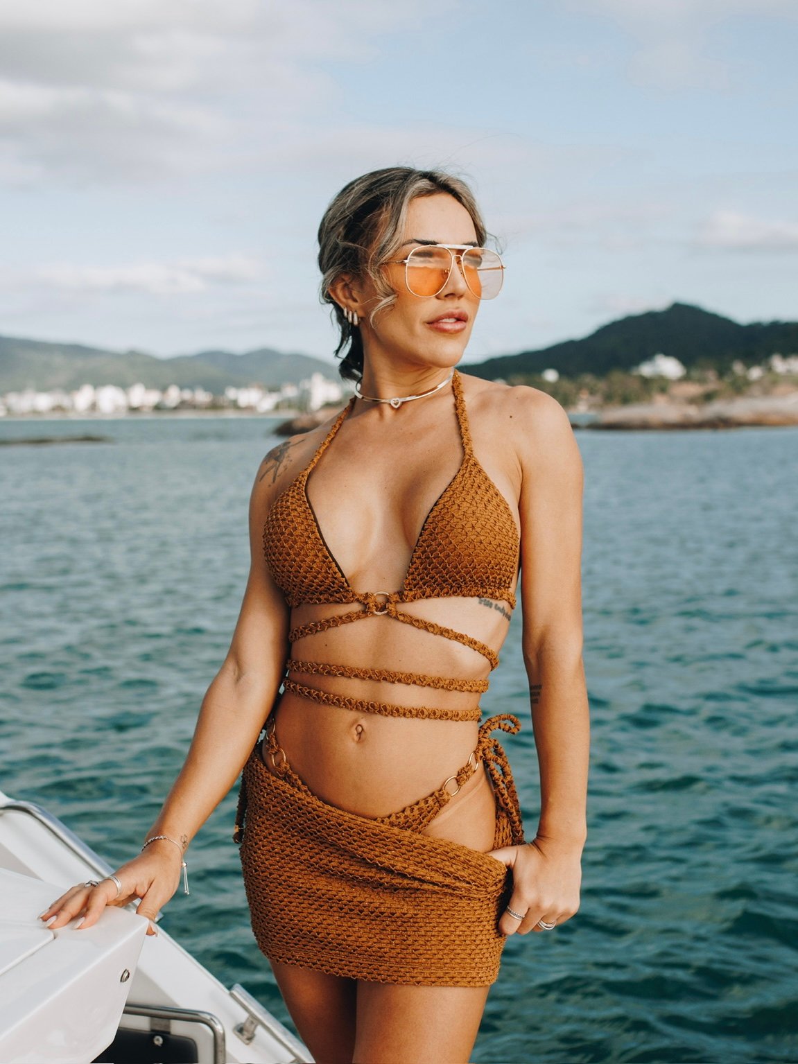 Maldives Golden Thread Mini Skirt