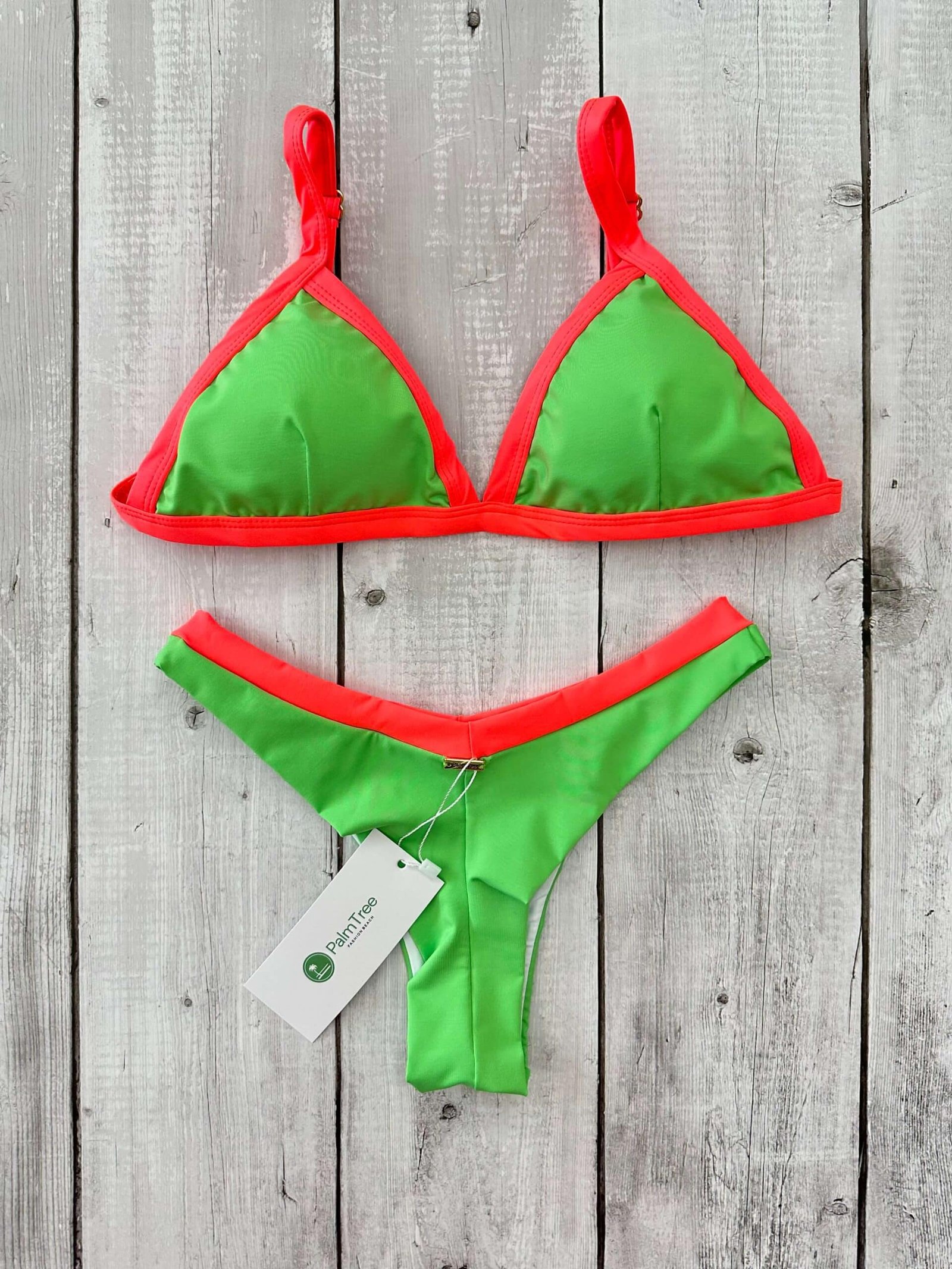 Ibiza Green – Neon Orange Bikini