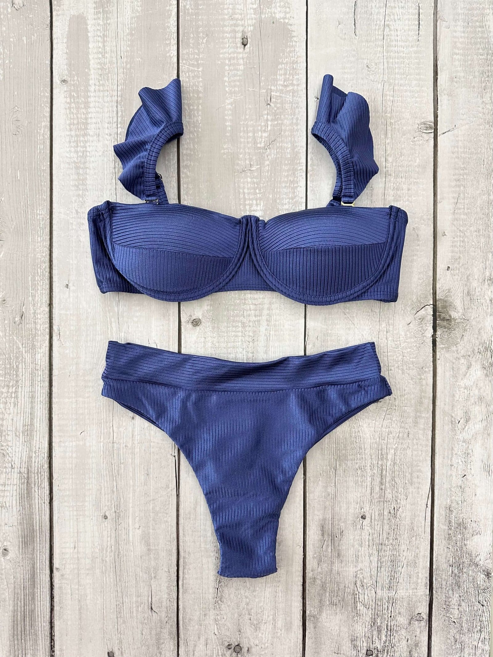Capri Ribbed blue Bikini