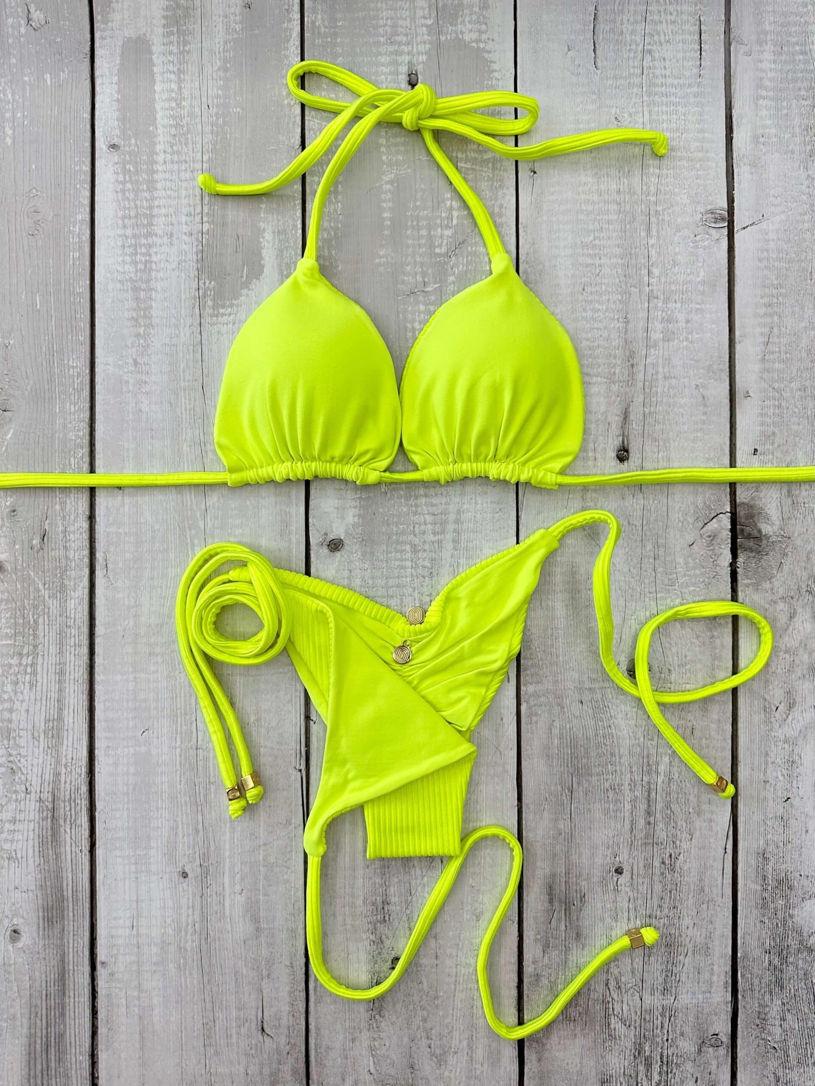 Rio Ribbed Neon Lemon Bikini